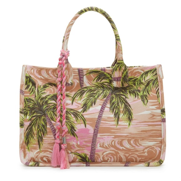 VINCE CAMUTO Orla Canvas Tote Print Tote - Pink Palm - Picture 1 of 12